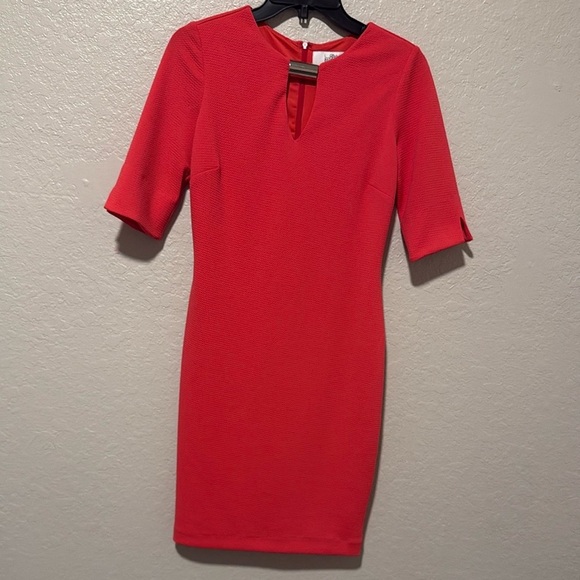 Belle Badgley Mischka Red Dress Career Work Cocktail Fitted - Picture 1 of 3